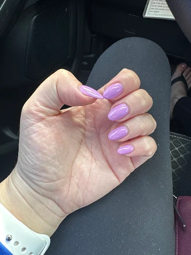 Glossy lavender almond-shaped nails
